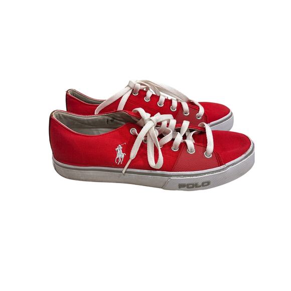Polo Ralph Lauren Cantor Men's Size 8D Red Canvas Casual Lace Up Sneakers Shoes - Picture 6 of 9